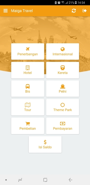 Aplikasi Depan Maiga Travel