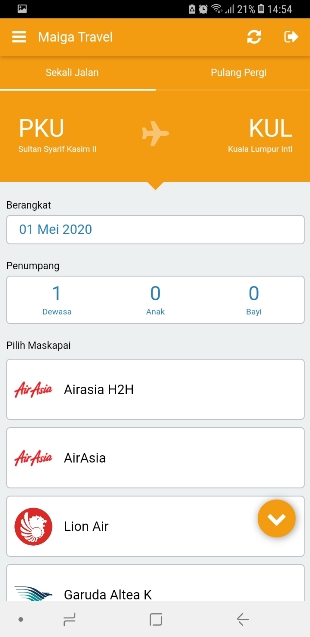 Aplikasi Pesawat Maiga Travel